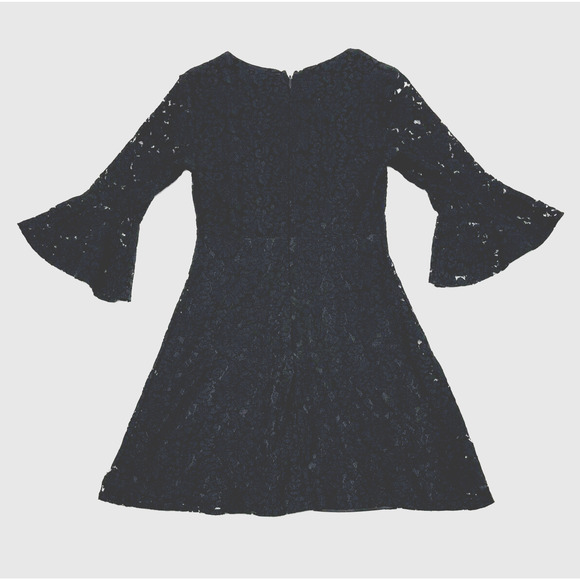 Lulus Black Lace Flair Mini Dress Small Whimsigoth Fairy Grunge Wednesday Adams - Picture 2 of 13